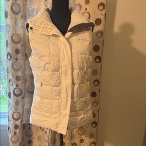 Quilted Cream Puff Vest with High Collar